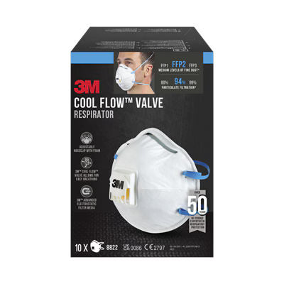 3M™ Cool Flow™ Partikelmaske 8822, FFP2, mit Ventil, 10 Stück/Packung