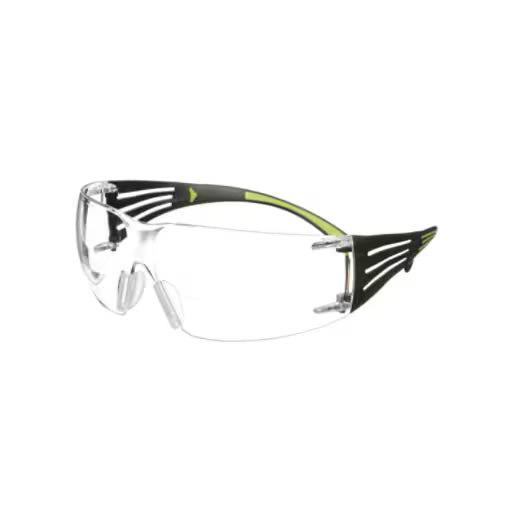 3M™ SecureFit™ 400 Schutzbrille mit Lesehilfe, Schwarz/Grün, kratzfest/antibeschlag, klare +2.5 Gläser, SF425AS/AF-EU, 20/Karton