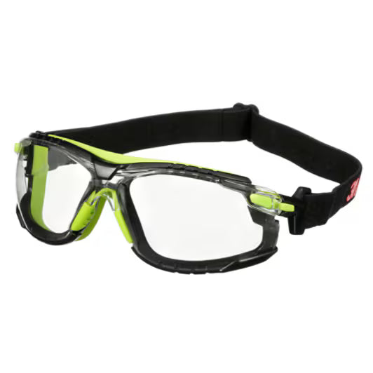 3M™ Solus™ 1000 Schutzbrille, grün/schwarzer Rahmen, Scotchgard™ Anti-Beschlag- und Kratzschutzbeschichtung (K&N), klare Scheiben, TPE-Dichtung und Band, S1201SGAF-TSKT-EU, 20/Karton