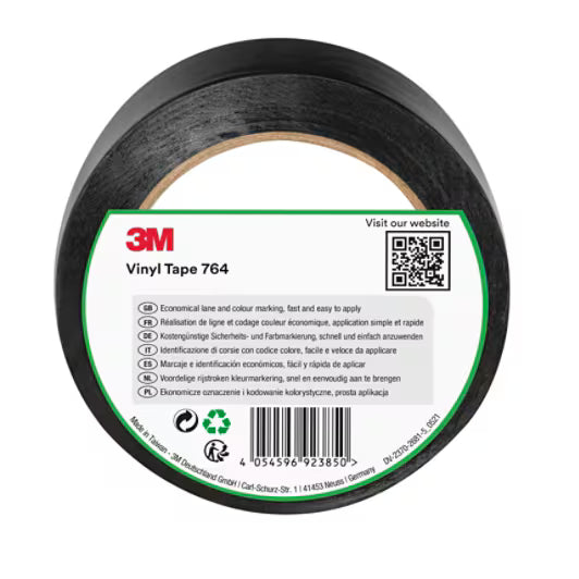 3M™ Vinylband für allgemeine Anwendungen 764, Schwarz, 50 mm x 33 m, 0.13 mm, einzeln und praktisch verpackt