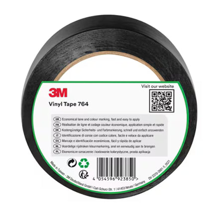 3M™ Vinylband für allgemeine Anwendungen 764, Schwarz, 50 mm x 33 m, 0.13 mm, einzeln und praktisch verpackt