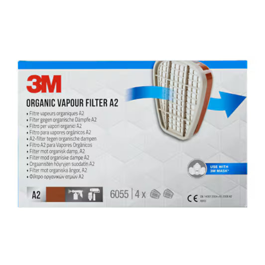3M™ Filter gegen organische Dämpfe 6055, A2 für 6000er- und 6500er-Serie, 4 Paar/Packung