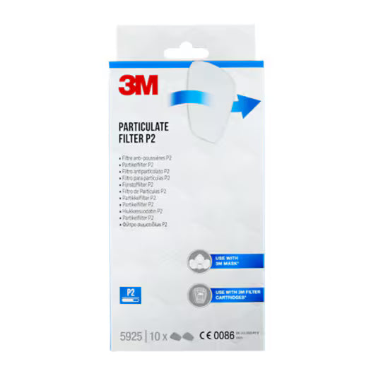 3M™ Feinstaubfilter 5925, P2 für 6000er- und 6500er-Serie 10 Paar/Packung