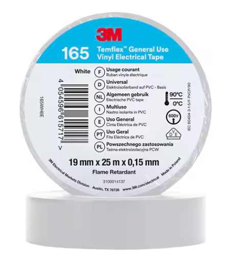 3M™ Temflex™ Vinyl-Isolierband 165, weiß, 19 mm x 25 m
