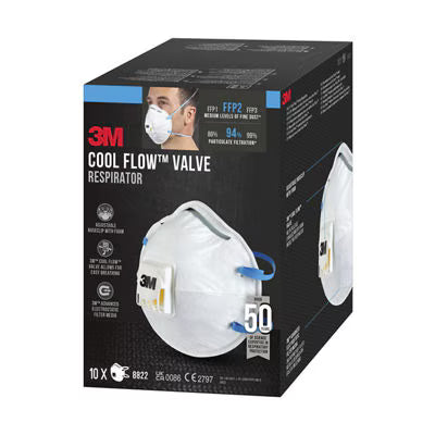 3M™ Cool Flow™ Partikelmaske 8822, FFP2, mit Ventil, 10 Stück/Packung