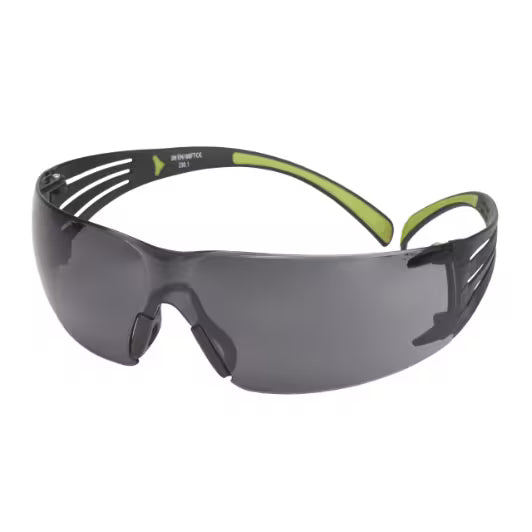 3M™ SecureFit™ 400 Schutzbrille, schwarz/grüner Rahmen, kratzfest/beschlagfrei, graue Gläser, SF402AS/AF-EU