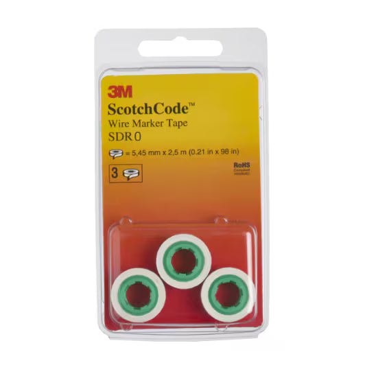 3M™ ScotchCode™ SDR-0 Kabelmarkierung Nachfüllrollen, Nummer „0“, 3x Blisterpackung