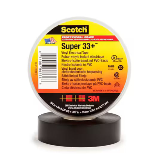 Scotch® Super 33+ Vinyl-Elektro-Isolierband, Schwarz, 50 mm x 33 m, 0,18 mm