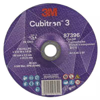3M™ Cubitron™ 3 Trennscheibe, 87396, 36+, T42, 180 mm x 2,5 mm x 22,23 mm, EN, 25 Stück/Packung, 50 Stück/Karton