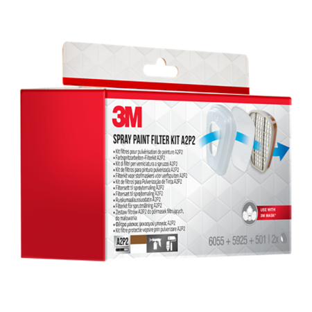 3M™ Filterset für Masken der Serie 6000, 6002BC1, A2P2, (2 x 6055 A2 + 2 x 5925 P2 + 2 x 501 Halter), 4er-Pack/Karton