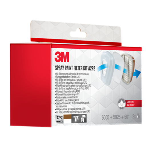 3M™ Filterset für Masken der Serie 6000, 6002BC1, A2P2, (2 x 6055 A2 + 2 x 5925 P2 + 2 x 501 Halter), 4er-Pack/Karton