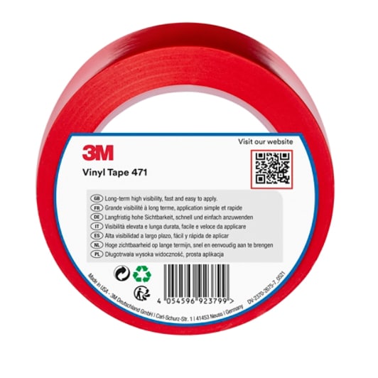 3M™ Vinyl-Klebeband 471, Rot, 50 mm x 33 m, 0.14 mm, einzeln und bequem verpackt