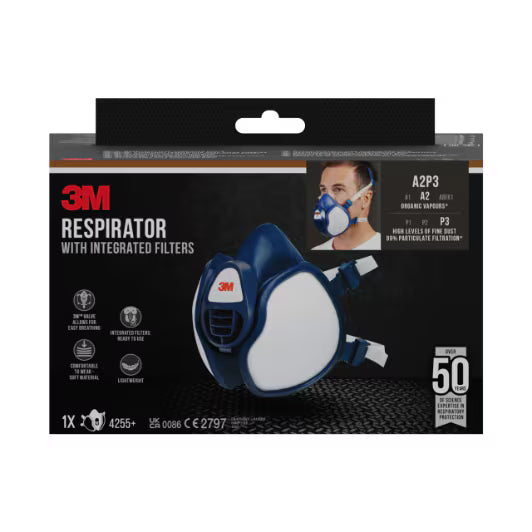 3M™ Wartungsfreie Halbmaske, 4255+, FFA2P3R D Filter, 1/Pack