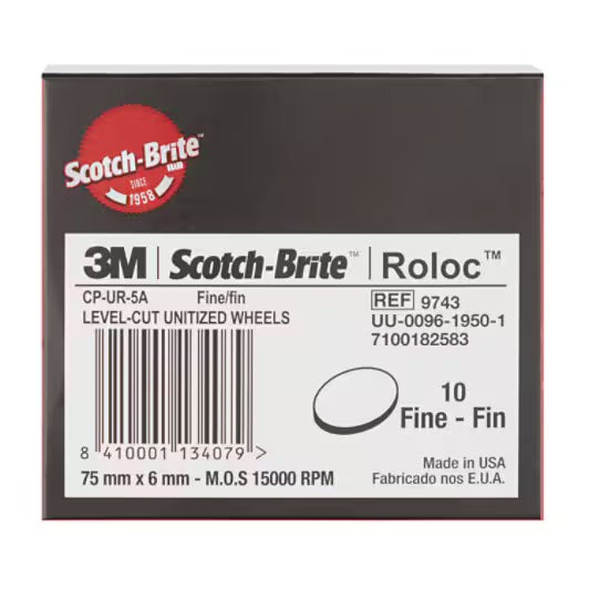 Scotch -brite ™ Roloc ™+ Schnitt- und Polnisch -Unitized Wiel CP -UR - 75 mm x 6 mm x 10 mm - 5a Fin | 1 Beutel 10 Stück