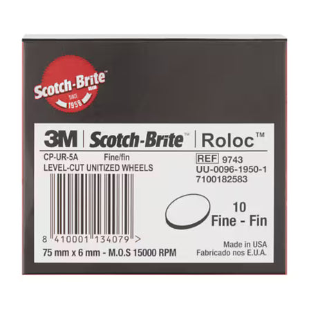 Scotch -brite ™ Roloc ™+ Schnitt- und Polnisch -Unitized Wiel CP -UR - 75 mm x 6 mm x 10 mm - 5a Fin | 1 Beutel 10 Stück