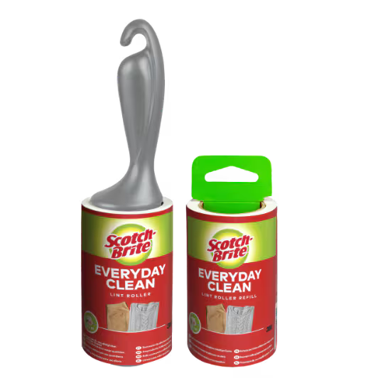 Scotch-Brite™ Everyday Clean Fusselroller für den täglichen Gebrauch + Fusselroller für den täglichen Gebrauch Nachfüllung, 56 Blatt pro Stück, 1/Packung
