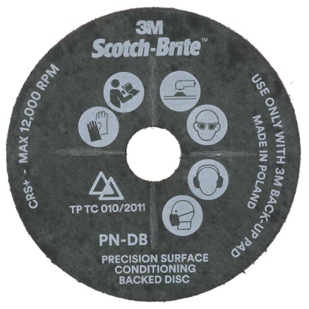 Scotch-Brite™ Precision Surface Conditioning-Scheibe mit haltbarer Rückseite, PN-DB, grob, 125 mm x 22.23 mm, geschlitzt, 10/Karton, 40 Stk./VE