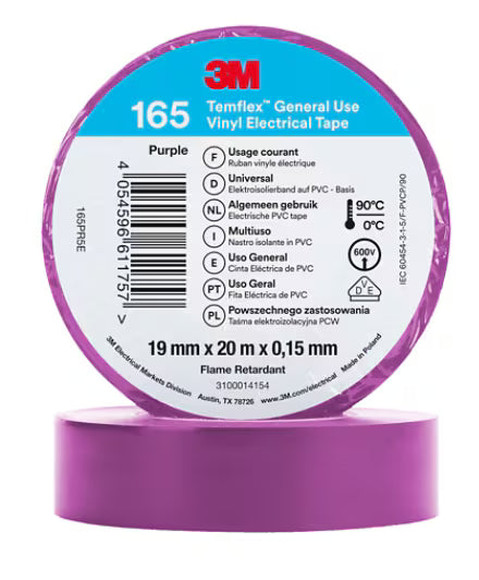 3M™ Temflex™ Vinyl-Isolierband 165, Lila, 19 mm x 20 m