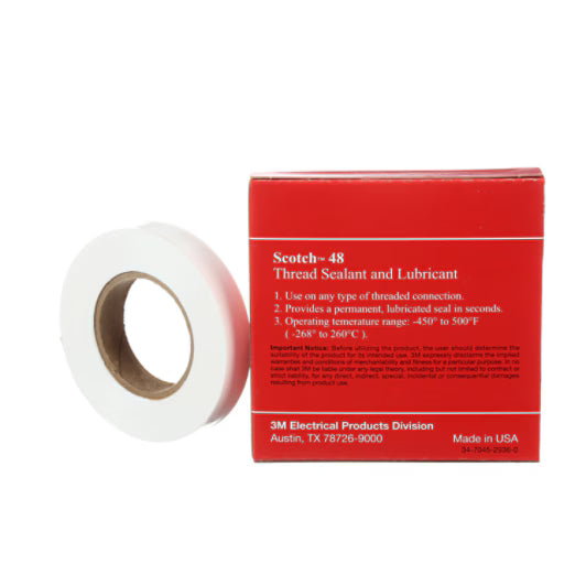 Scotch® 48 PTFE Fluorkohlenwasserstoff-Harzband, Weiß, 13 mm x 32,9 m, 0,076 mm