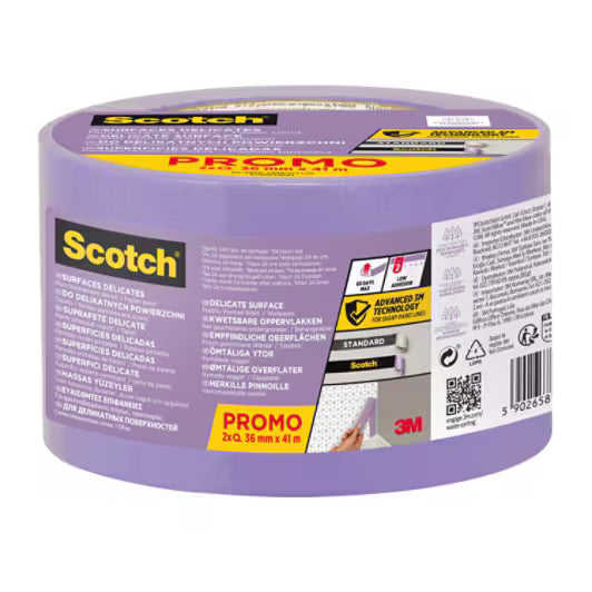 Scotch® Abdeckband für empfindliche Oberflächen, 36 mm x 41 m, 2 Rollen/Packung, 100% PEFC SGSCH-PEFC-COC-110078