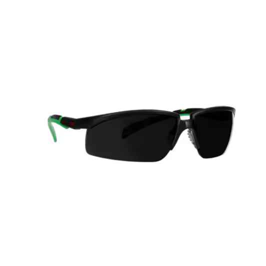 3M™ Solus™ 2000 Schutzbrille, schwarz/grüner Rahmen, kratzfest+ (K), IR 5.0 Grauglas, S2050ASP-BLK, 20/Karton