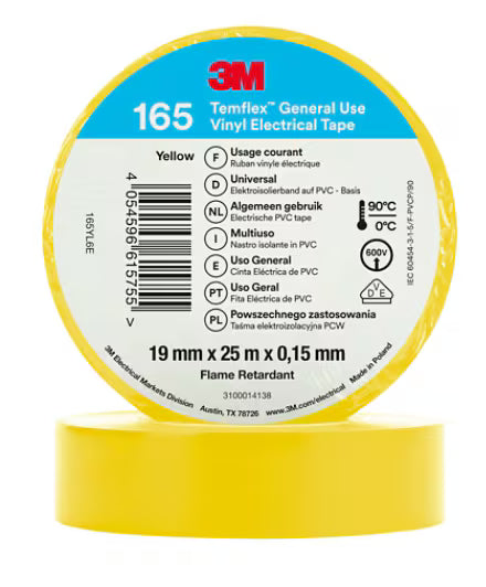 3M™ Temflex™ Vinyl-Isolierband 165, Gelb, 19 mm x 25 m