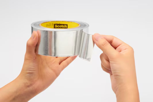3M™ Hochtemperatur-Aluminiumklebeband 433, Silber, 50 mm x 55 m, 0,09 mm