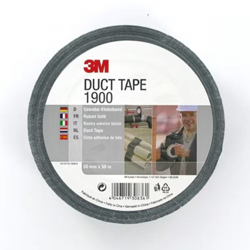 3M™ Economy Duct Tape 1900, Schwarz, 50 mm x 50 m, 0.17 mm