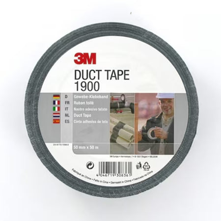 3M™ Economy Duct Tape 1900, Schwarz, 50 mm x 50 m, 0.17 mm