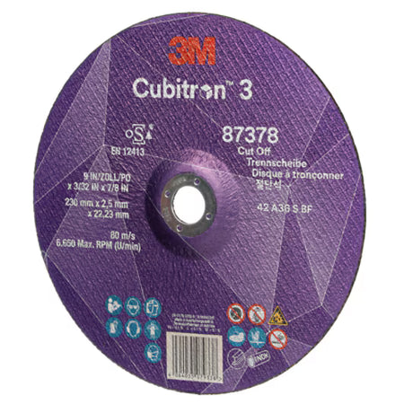 3M™ Cubitron™ 3 Trennscheibe, 87378, 36+, T42, 230 mm x 2,5 mm x 22,23 mm, EN, 25/Packung, 50 Stück/Karton