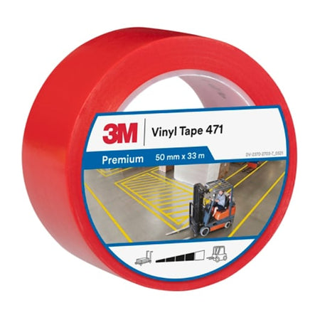 3M™ Vinyl-Klebeband 471, Rot, 50 mm x 33 m, 0.14 mm, einzeln und bequem verpackt