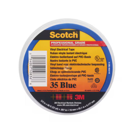 Scotch® 35 Vinyl-Elektro-Isolierband, Blau, 19 mm x 20 m, 0,18 mm