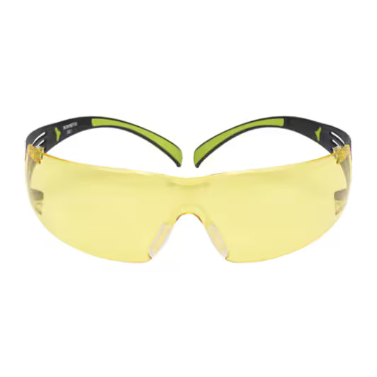 3M™ SecureFit™ 400 Schutzbrille, schwarz/grün Rahmen, kratzfest/beschlagfrei, bernsteinfarbene Gläser, SF403AS/AF-EU