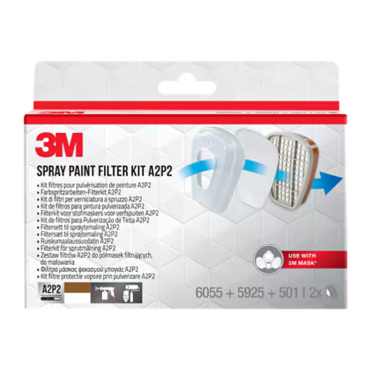 3M™ Filterset für Masken der Serie 6000, 6002BC1, A2P2, (2 x 6055 A2 + 2 x 5925 P2 + 2 x 501 Halter), 4er-Pack/Karton