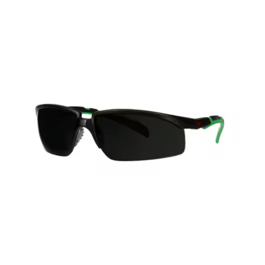 3M™ Solus™ 2000 Schutzbrille, schwarz/grüner Rahmen, kratzfest+ (K), IR 5.0 Grauglas, S2050ASP-BLK, 20/Karton