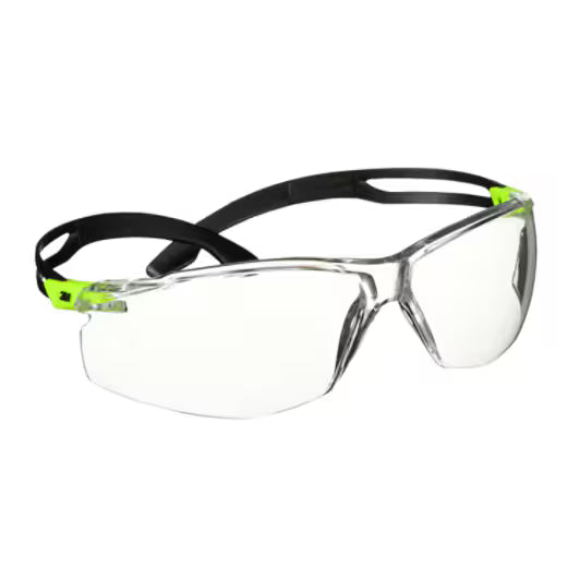 3M™ SecureFit™ 500 Schutzbrille, grüner Rahmen, Scotchgard™ Antibeschlag- und Antikratz-Beschichtung (K&N), klare Scheiben, SF501SGAF-GRN-EU, 20/Karton