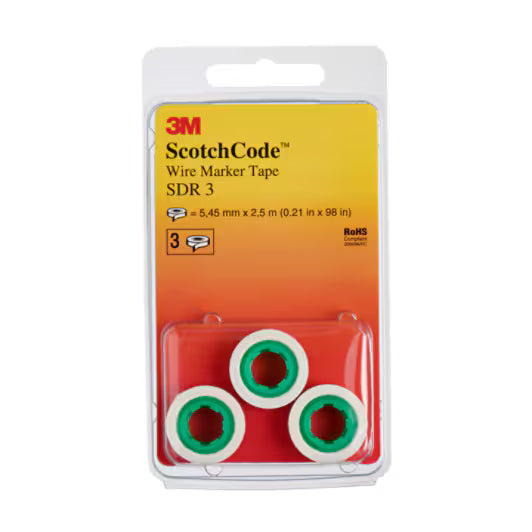 3M™ ScotchCode™ SDR-3 Kabelmarkierung Nachfüllrollen, Nummer „3“, 3x Blisterpackung