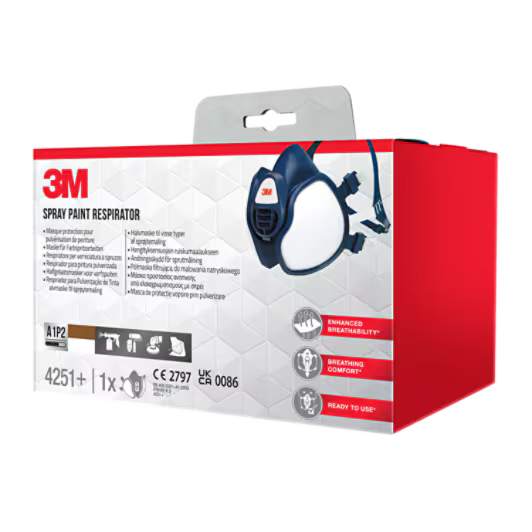 3M™ Wartungsfreie Halbmaske, 4251+, FFA1P2R D Filter, 1/PCE, 4PCE/KRT