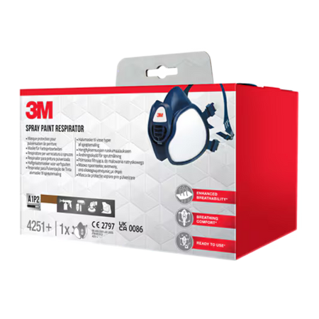 3M™ Wartungsfreie Halbmaske, 4251+, FFA1P2R D Filter, 1/PCE, 4PCE/KRT