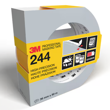 3M™ Profi-Kreppband 244, Verschiedene Oberflächen, 36 mm x 50 m, 1 Rolle/Packung, 100 % PEFC SGSCH-PEFC-COC-110078