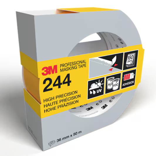3M™ Profi-Kreppband 244, Verschiedene Oberflächen, 36 mm x 50 m, 1 Rolle/Packung, 100 % PEFC SGSCH-PEFC-COC-110078