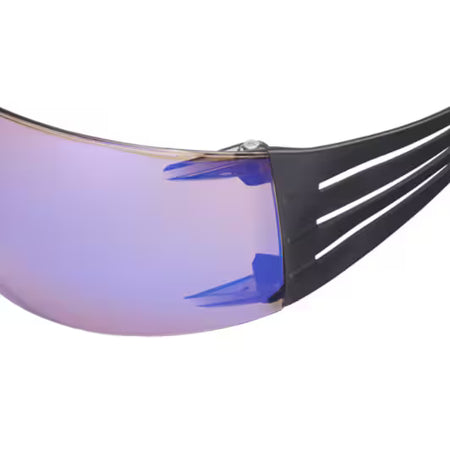 3M™ SecureFit™ 400 Schutzbrille, schwarz/grüner Rahmen, kratzfeste, blaue Spiegelgläser, SF408AS-EU