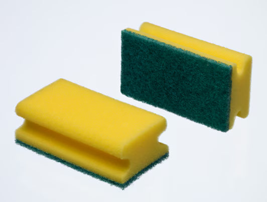 3M™ Synthetischer Schleifschwamm mit Griff 24D, Gelb/Grün, 70 mm x 130 mm, 10 Stück/Packung