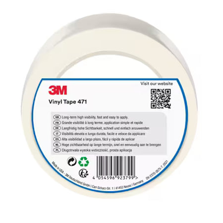 3M™ Vinyl-Klebeband 471, Weiß, 50 mm x 33 m, 0.14 mm, Einzeln und handlich verpackt