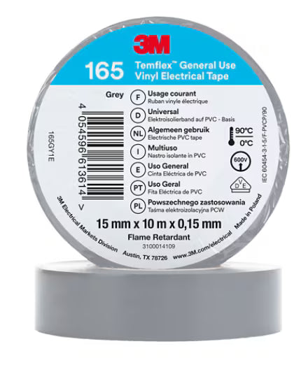 3M™ Temflex™ Vinyl-Isolierband 165, Grau, 15 mm x 10 m