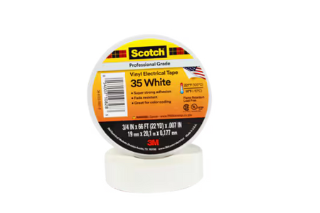 Scotch® 35 Vinyl-Elektro-Isolierband, Weiß, 19 mm x 20 m, 0,18 mm