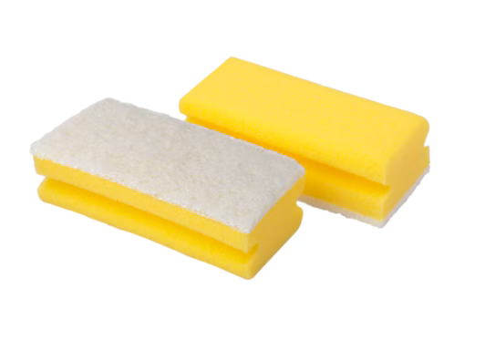 Scotch-Brite™ Synthetischer Schwamm mit Griff 107, Gelb/Weiß, 70 mm x 130 mm, 10 Stück/Packung