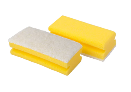 Scotch-Brite™ Synthetischer Schwamm mit Griff 107, Gelb/Weiß, 70 mm x 130 mm, 10 Stück/Packung