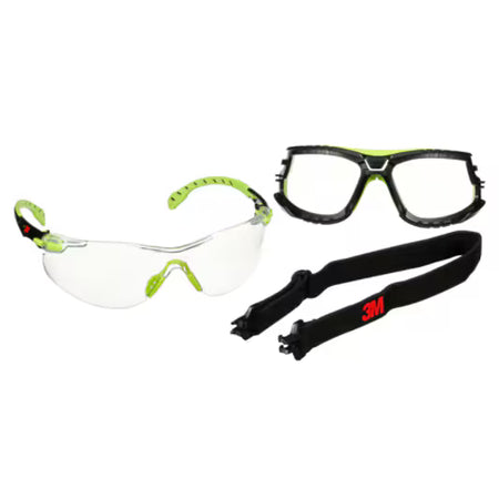 3M™ Solus™ 1000 Schutzbrille, grün/schwarzer Rahmen, Scotchgard™ Anti-Beschlag- und Kratzschutzbeschichtung (K&N), klare Scheiben, TPE-Dichtung und Band, S1201SGAF-TSKT-EU, 20/Karton