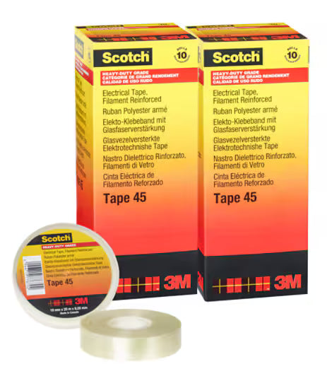 Scotch® 45 Polyester Klebeband, glasfaserverstärkt, Transparent, 19 mm x 20 m, 0,2 mm